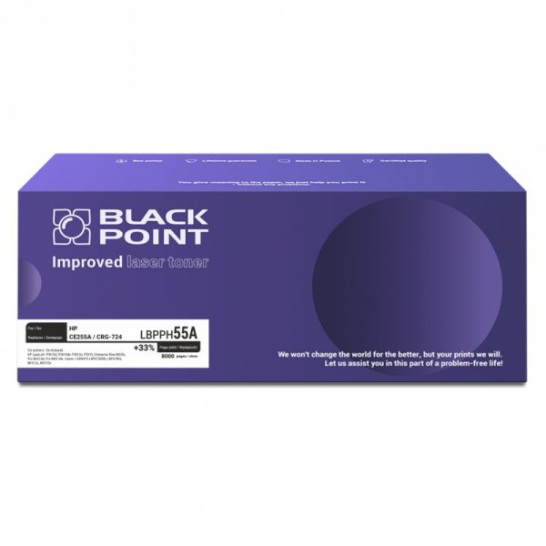 Black Point toner LBPPH55A zastępuje HP CE255A / CRG-724, 8000 stron