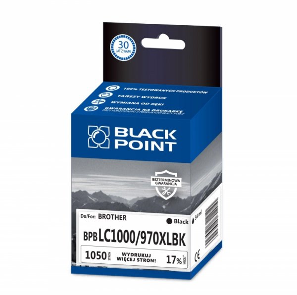 Black Point tusz BPBLC1000/970XLBK zastępuje Brother LC1000/970BK, czarny