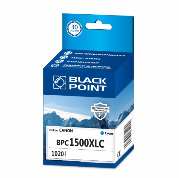 Black Point tusz BPC1500XLC zastępuje Canon PGI-1500XLC, niebieski