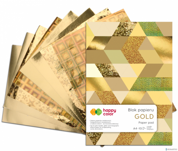 Blok GOLD, A4, 150-230g, 10 ark, Happy Color HA 3820 2030-MG