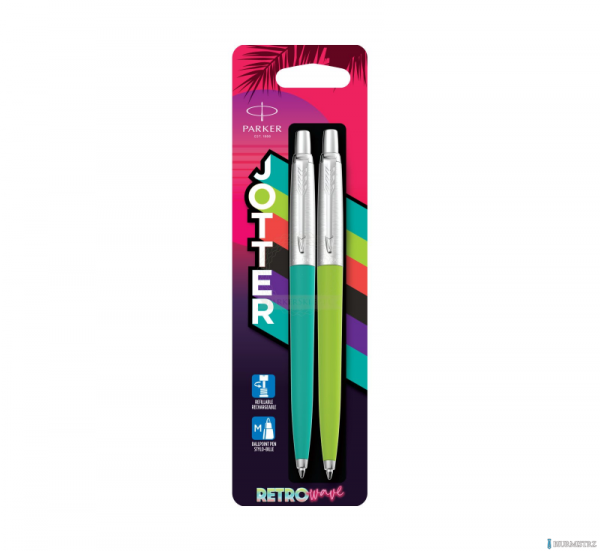 Długopis Jotter Originals 80&quot;S Retro Wave : Apple Green + Caribbean (niebieski wkład) PARKER 2186315, blister 2