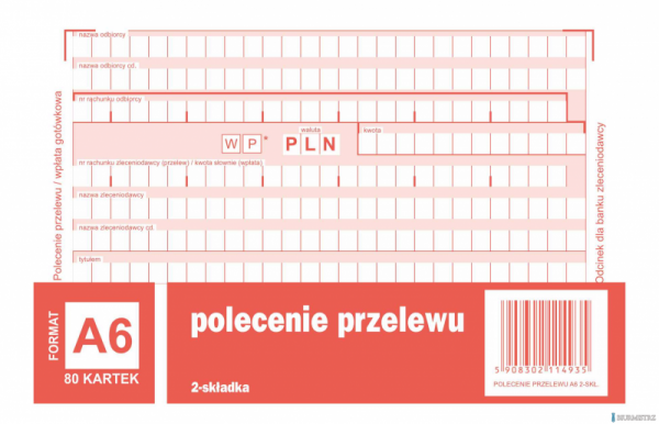 Polecenie przelewu, (1+1) A6 80kartek, 10-449-5M DOTTS