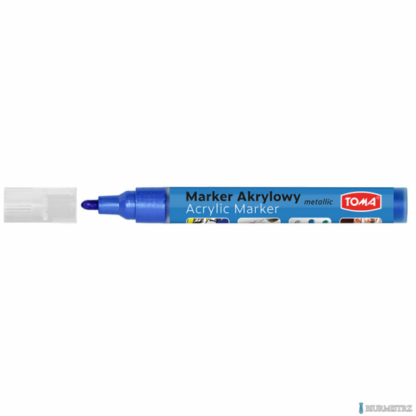 Marker akrylowy, fibrowa końcówka okrągła 2-5mm,  niebieski metalic TO-402 Toma