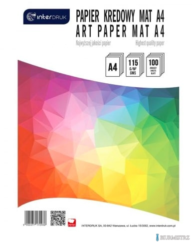 Papier kredowy A4 100ark  mat 115g INTERDRUK