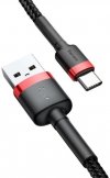 KABEL USB-A -> USB-C Baseus Cafule CATKLF-C91 200cm 2A QC 3.0 CZARNO-CZERWONY W OPLOCIE