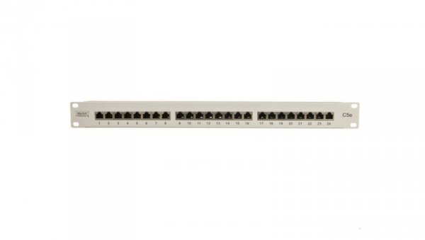 Patch panel kompletny 19 cali 24x RJ45 S/FTP kat. 5e 1U szary (RAL 7035) DN-91524S