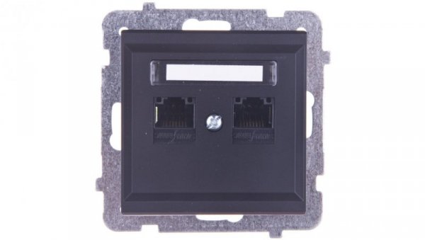 SONATA Gniazdo komputerowe podwójne 2xRJ45 kat.5e czarny metalik KRONE GPK-2R/K/m/33