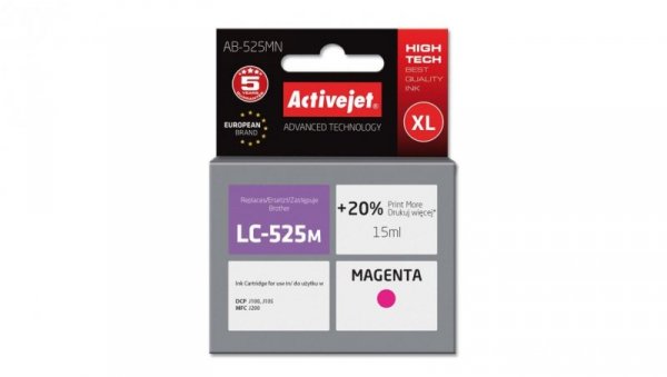 Tusz Activejet AB-525MN (zamiennik Brother LC525M Supreme 15 ml czerwony)