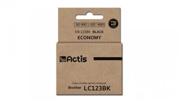 Tusz ACTIS KB-123Bk (zamiennik Brother LC123BK/LC121BK Standard 15 ml czarny)