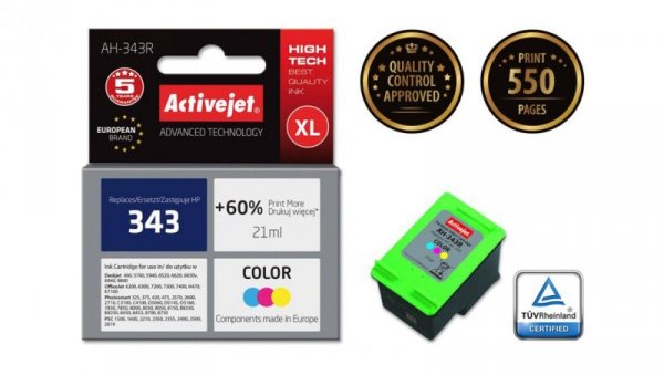 Tusz Activejet AH-343R (zamiennik HP 343 C8766EE Premium 21 ml kolor)