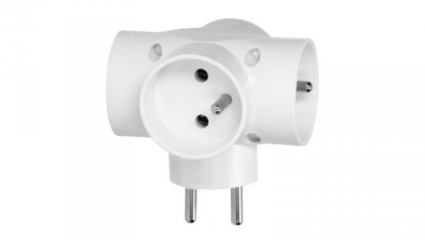 Rozgałęźnik 4-gniazdowy - 4x2P+Z, z uziemieniem, biały, filtr przeciwprzepięciowy 28137