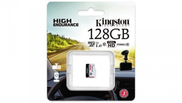 Karta pamięci microSD Kingston High-Endurance UHS-I 128GB 24/7 (rejestratory i monitoring)