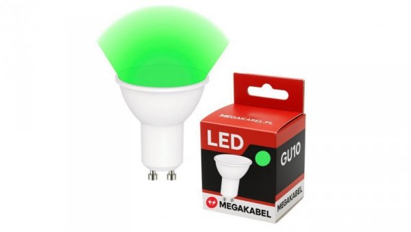 Żarówka GU10 LED ZIELONA BARWA 230V 3W 350lm 38 CY-29 GRE MEGAKABEL
