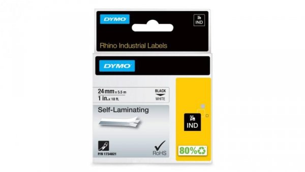 Taśma DYMO IND samolaminująca 24mm x 5,5m (biała / czarny nadruk) RHINO Industrial S0773860 ORYGINALNA