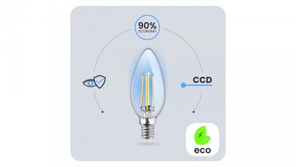 Żarówka LED E14 Świeczka B35 2W = 25W 249lm 4000K Neutralna 360 FILAMENT LUMILED