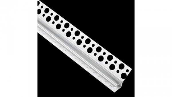 Profil Aluminiowy Podtynkowy Architektoniczny Narożny Typ W do LED Wpuszczany do Płyt KARTON / GIPS 1m + Przeźroczysty Klosz