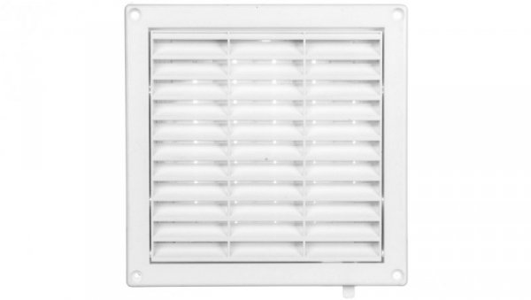 Kratka wentylacyjna 130x130mm fi 125mm biała żaluzja+sznurek T34