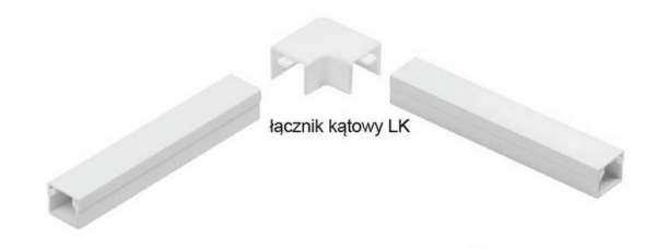 Osprzęt do listew elektroinstalacyjnych, łącznik kątowy BIAŁY LK 14x14 (1szt.)