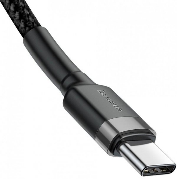 KABEL USB-C -&gt; USB-C Baseus Cafule CATKLF-HG1 200cm 60W 3A PD 2.0 QC 3.0 CZARNO-SZARY W OPLOCIE