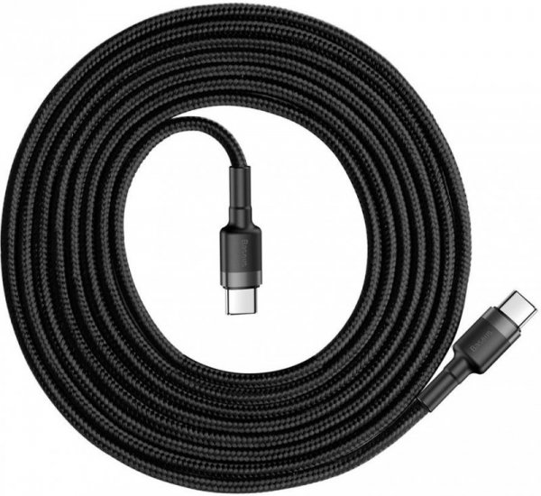 KABEL USB-C -&gt; USB-C Baseus Cafule CATKLF-HG1 200cm 60W 3A PD 2.0 QC 3.0 CZARNO-SZARY W OPLOCIE