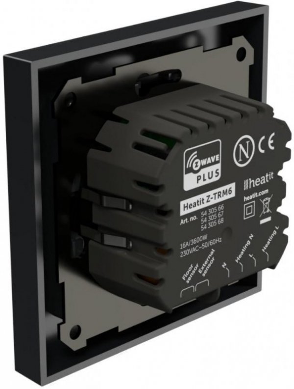 Termostat Heatit Z-TRM6 Black Matt Z-Wave Thermostat 3600W 16A 868,4 Mhz