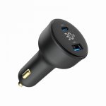 Gembird Szybka ładowarka samochodowa 2xUSB-A+C, Type-C (PD), LCD, 30W, czarna
