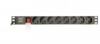 Gembird Listwa zasilająca rack (PDU), 8 gniazd typ Schuko, 1U, 16A, wtyk Schuko 3m 