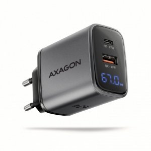 AXAGON ACU-PQ67D Ładowarka sieciowa PD&QC 67W 2-port GaN, Ekran LED, USB-A  + USB-C
