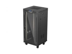 Lanberg Szafa instalacyjna rack stojąca 19 24U 600x600  czarna drzwi przeszklone LCD ( Flat pack)V2