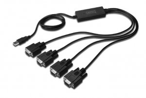 Digitus Konwerter/Adapter USB 2.0 do 4x RS232 (DB9) z kablem USB A M/Ż dł. 1,5m