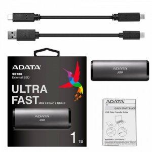 Adata Dysk zewnętrzny SSD SE760 1TB USB3.2-A/C Tytanowy