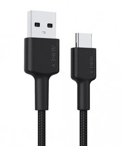 AUKEY CB-CA2 OEM nylonowy kabel Quick Charge USB C-USB A | FCP | AFC | 2m | 5 Gbps | 3A | 60W PD | 20V