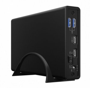 IcyBox Obudowa IB-382H-C31 2,5/3,5 HDD z wbudowanym HUB 1xUSB-C, 2xUSB -A,  12V2A