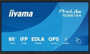 IIYAMA Monitor 86 cali TE8615A-B1AG IPS,4K,40pkt,550cd,DeepContrast-IR+,    HDMI x2,DP,USB-C, 2 x 20W, OPS Slot x1, 5xUSB, 2xRJ4