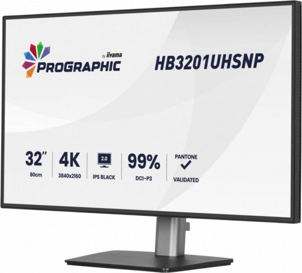 IIYAMA Monitor 31.5 cala ProGraphic HB3201UHSNP-B1 4K,IPS BLACK 2.0,450cd,VESA USB-c dock(PD:96W),HDMI,DP,DAISY/CHAIN,4xUSB,RJ45