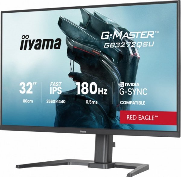 IIYAMA Monitor 31.5 cala GB3272QSU-B1 QHD,IPS,180Hz,2xHDMI,DP,400CD,          2xUSB 3.2 , 2xUSB-C,G-SYNC Compatible, 2x5W, , HAS