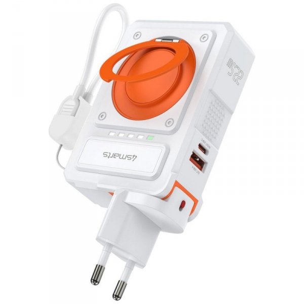 4smarts Ładowarka 6w1 Powerbank 10000mAh 22,5W Qi indukcyjne USB-C +     USB-A + kabel USB-C Biała