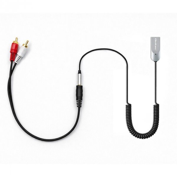 Qoltec Bezprzewodowy adapter odbiornik dźwięku Audio HiFi Home&Car | Bluetooth 6.0 | 2 x RCA | 1 x AUX MiniJack 3.5mm | USB | Mi