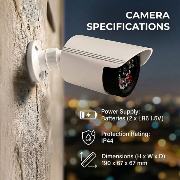 CEE Zestaw dwóch atrap kamer IR1800 WT białe, zasilanie 2xAA, ABS, diody IR LED