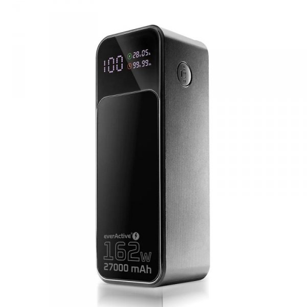 everActive Powerbank 27 000 MAH 2X USB-C 1X USB 162,5W QC4+ wbudowana latarka wyświetlacz LCD