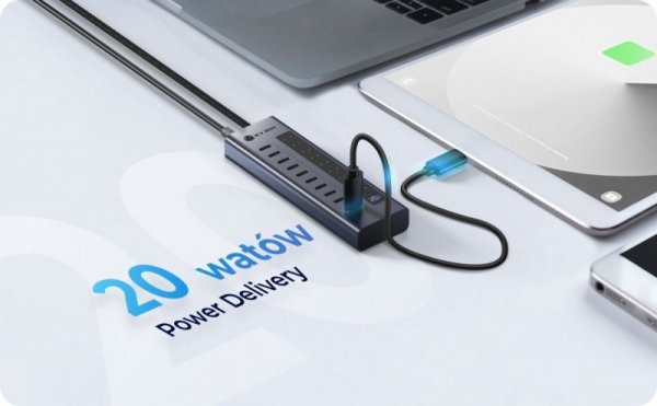 IcyBox HUB IB-HUB1450-C31 10 x USB TYPE-C Gen 2 z zasilaczem