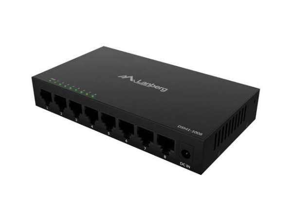 Lanberg Switch DSM1-1008 8X 1GB/S niezarządzalny Gigabit Ethernet Desktop 12V ( obudowa metalowa)