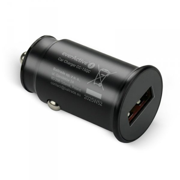 everActive Ładowarka samochodowa CC-15QC QC3.0 18W 1XUSB + kabel USB-C 1m