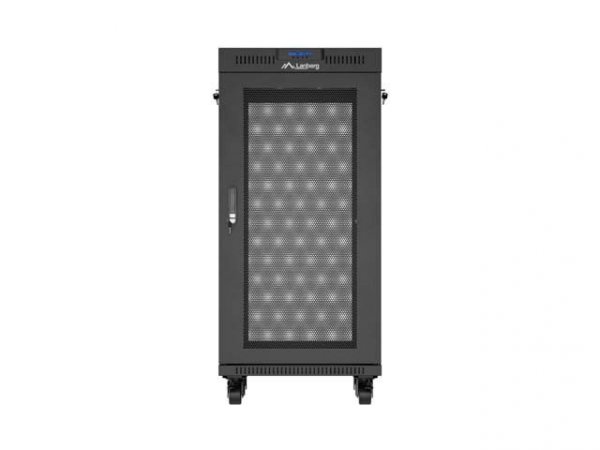 Lanberg Szafa instalacyjna rack stojąca 19" 24U  600x600 czarna drzwi perforowane LCD (Flat pack) V2
