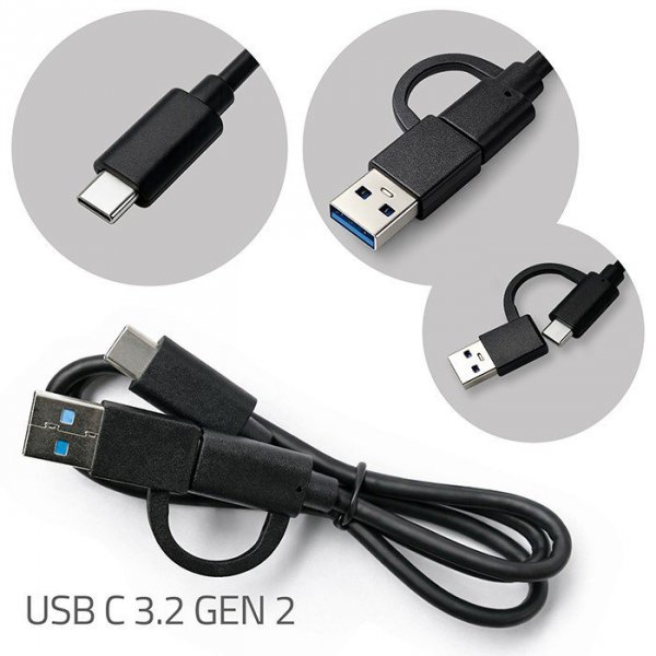 Qoltec Stacja dokujšca dysków SSD M.2 NVMe | PCIe | USB-C | 20Gb/s |    DUAL 2x8TB | klonowanie offline