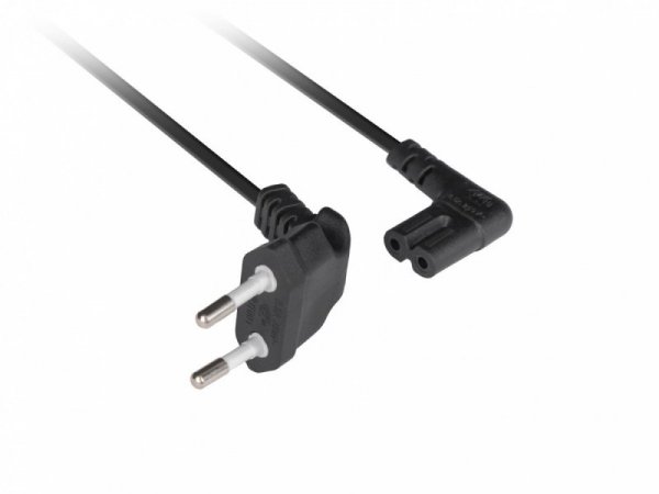 Lanberg Kabel zasilający EURO ( radiowy) CEE 7/16 - IEC 320 C7 3m kątowy VDE czarny