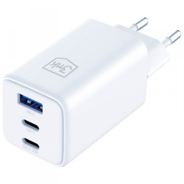 3MK Ładowarka sieciowa Hyper GaN 65W 1xUSB-A 2xUSB-C PD QC4+ biała