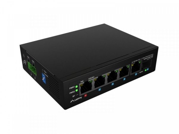Lanberg Przełącznik Light ILFE-4P-1GE-1S-90 Light Industrial POE 1XBT 3AXT  SFP + ETH DIN FAST Ethernet