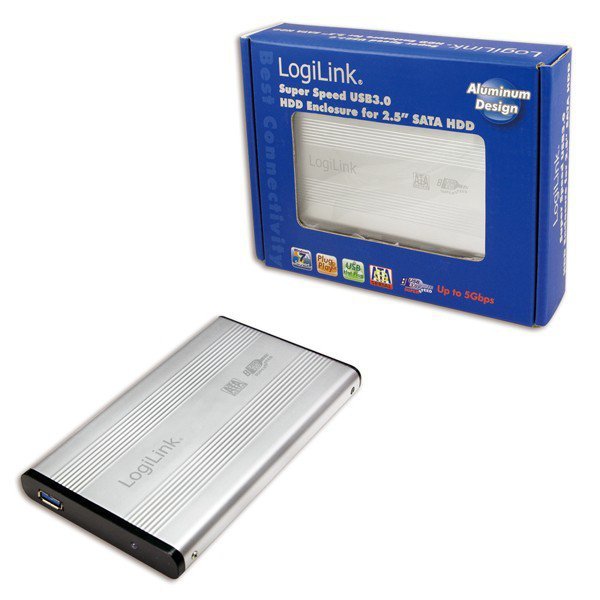 LogiLink Obudowa do HDD 2,5&#039; SATA, USB 3.0, srebrna