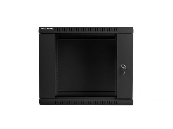 Lanberg Szafa instalacyjna wisząca 19 cali 9U 600X600mm czarna (drzwi szklane)